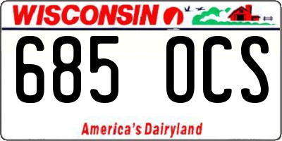 WI license plate 685OCS