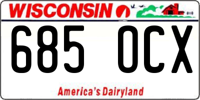 WI license plate 685OCX