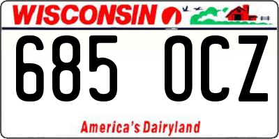 WI license plate 685OCZ