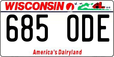 WI license plate 685ODE