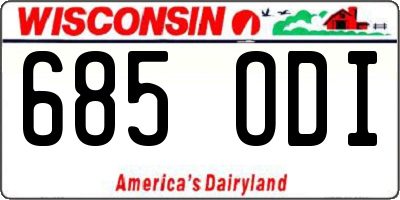 WI license plate 685ODI