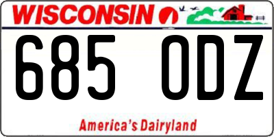 WI license plate 685ODZ