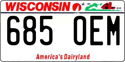 WI license plate 685OEM