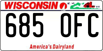 WI license plate 685OFC