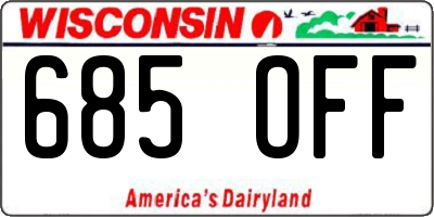 WI license plate 685OFF