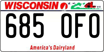 WI license plate 685OFO