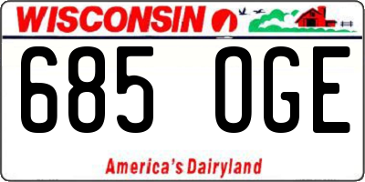 WI license plate 685OGE