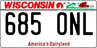 WI license plate 685ONL
