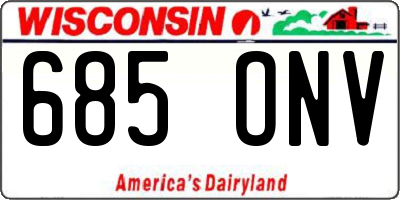 WI license plate 685ONV