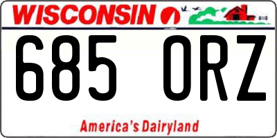 WI license plate 685ORZ