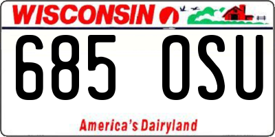 WI license plate 685OSU