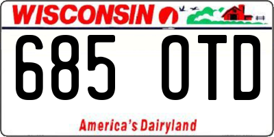 WI license plate 685OTD
