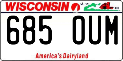 WI license plate 685OUM