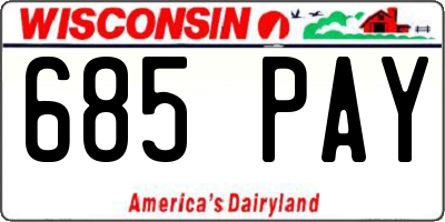 WI license plate 685PAY