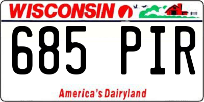 WI license plate 685PIR