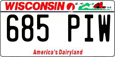 WI license plate 685PIW