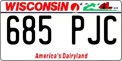 WI license plate 685PJC
