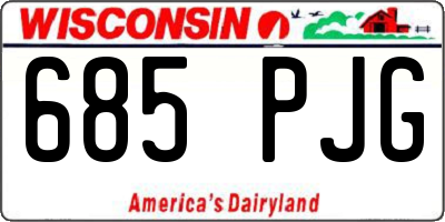WI license plate 685PJG