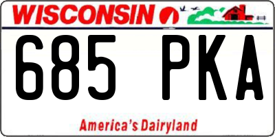 WI license plate 685PKA