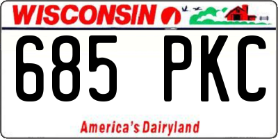 WI license plate 685PKC