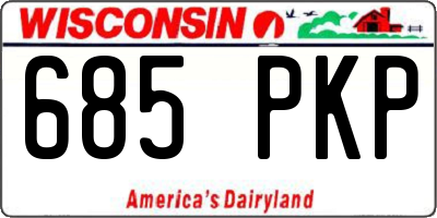 WI license plate 685PKP