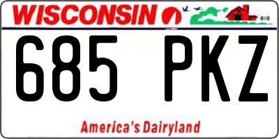 WI license plate 685PKZ