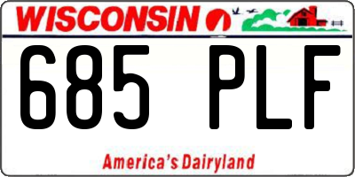 WI license plate 685PLF