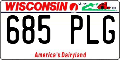 WI license plate 685PLG