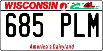 WI license plate 685PLM