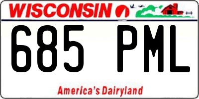 WI license plate 685PML