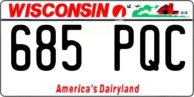 WI license plate 685PQC