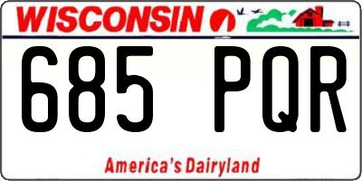 WI license plate 685PQR