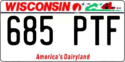 WI license plate 685PTF