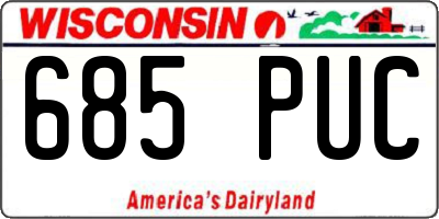 WI license plate 685PUC