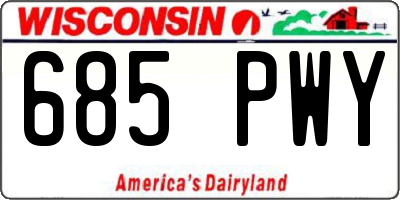 WI license plate 685PWY