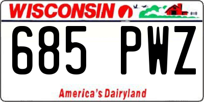 WI license plate 685PWZ