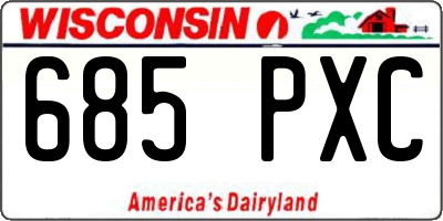 WI license plate 685PXC