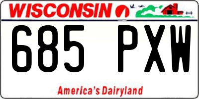 WI license plate 685PXW