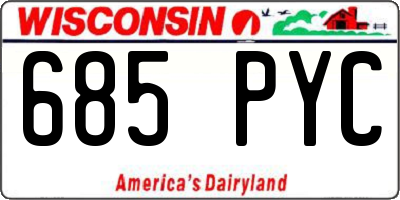 WI license plate 685PYC