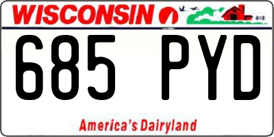 WI license plate 685PYD