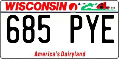 WI license plate 685PYE
