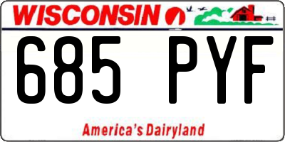 WI license plate 685PYF