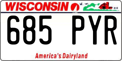 WI license plate 685PYR