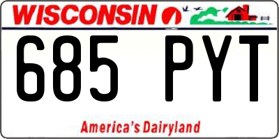 WI license plate 685PYT