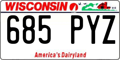 WI license plate 685PYZ