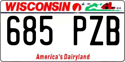 WI license plate 685PZB