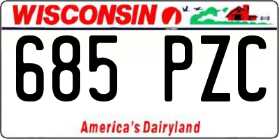 WI license plate 685PZC