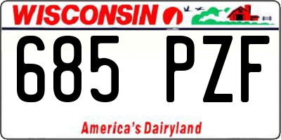 WI license plate 685PZF