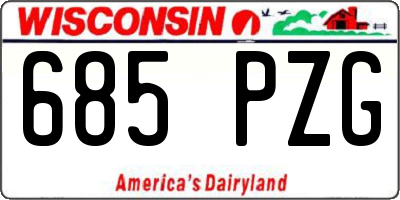 WI license plate 685PZG