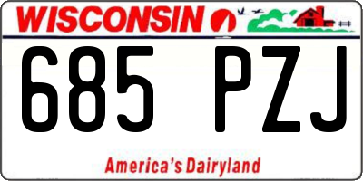 WI license plate 685PZJ